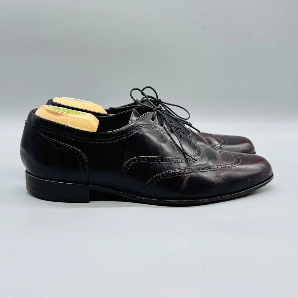 Johnston & Murphy Shoes Mens 8 Brown Leather Wingtip Oxford Lace Up Dress Brogue